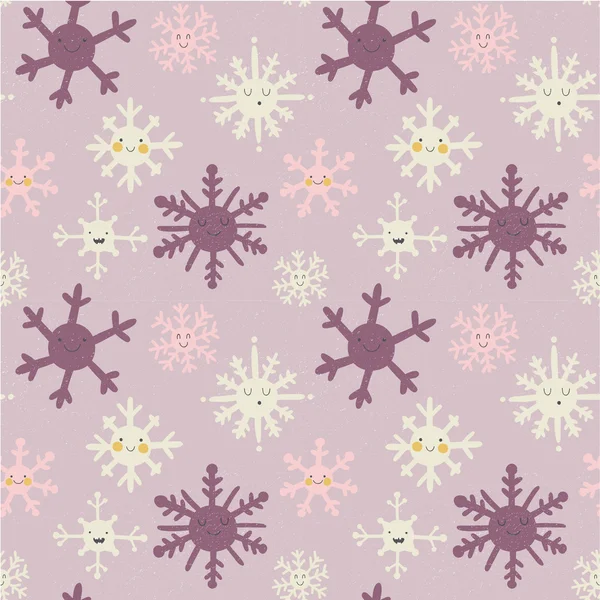 Şirin snowflakes desen — Stok Vektör