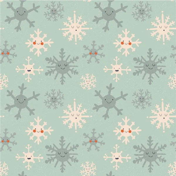 Söta snöflingor mönster — Stock vektor