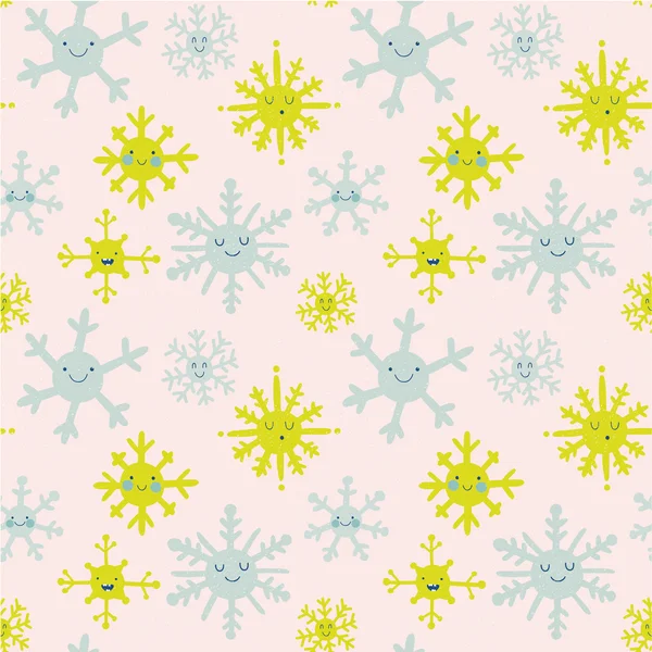 Söta snöflingor mönster — Stock vektor