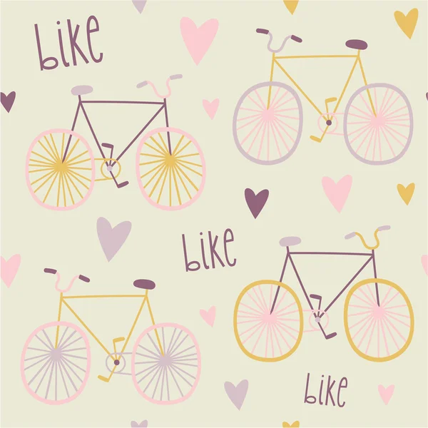 Ποδήλατα και καρδιές μοτίβο — Διανυσματικό Αρχείο