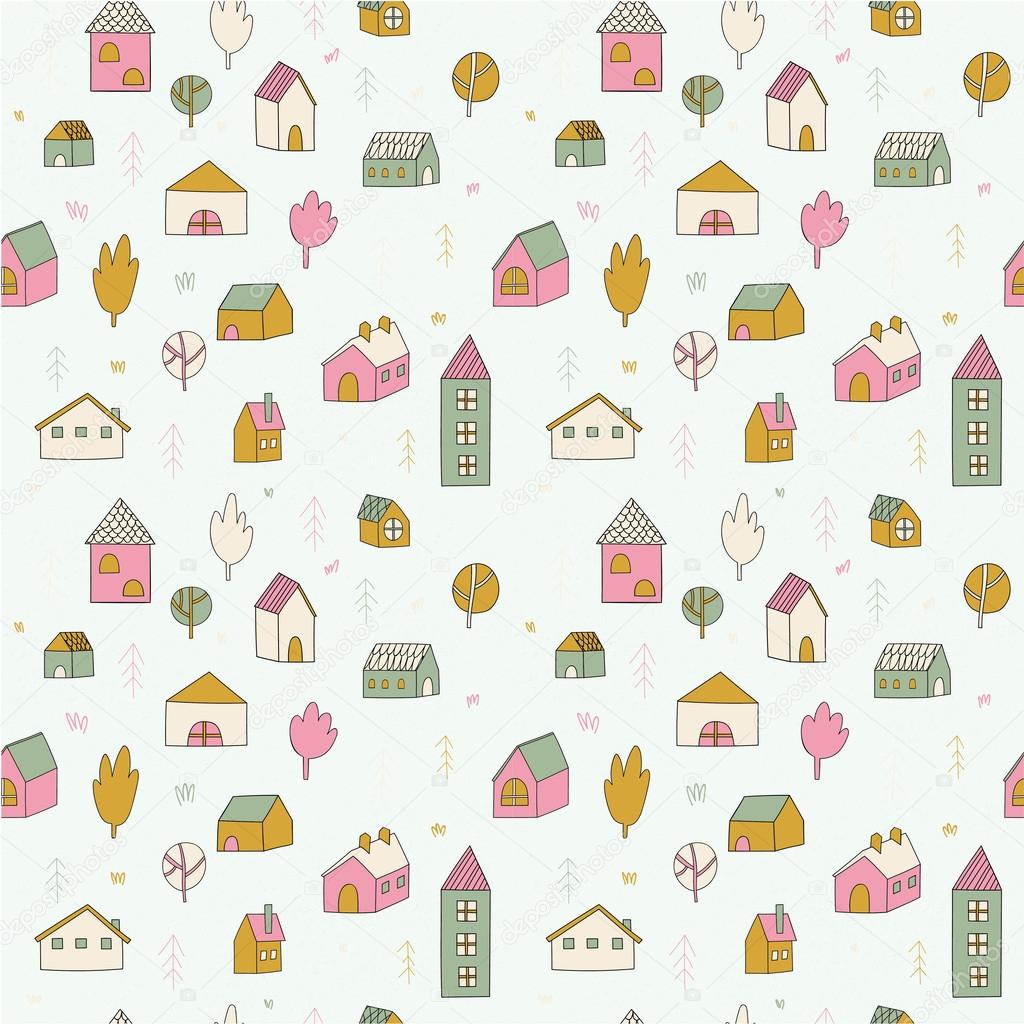 houses and trees pattern
