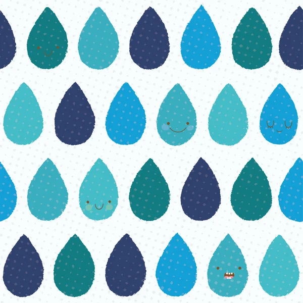 Gotas de lluvia sonrientes — Vector de stock