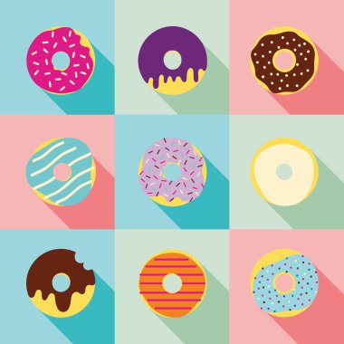 bright set of donuts icons.