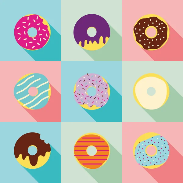 Bright set of donuts icons. — Stock Vector