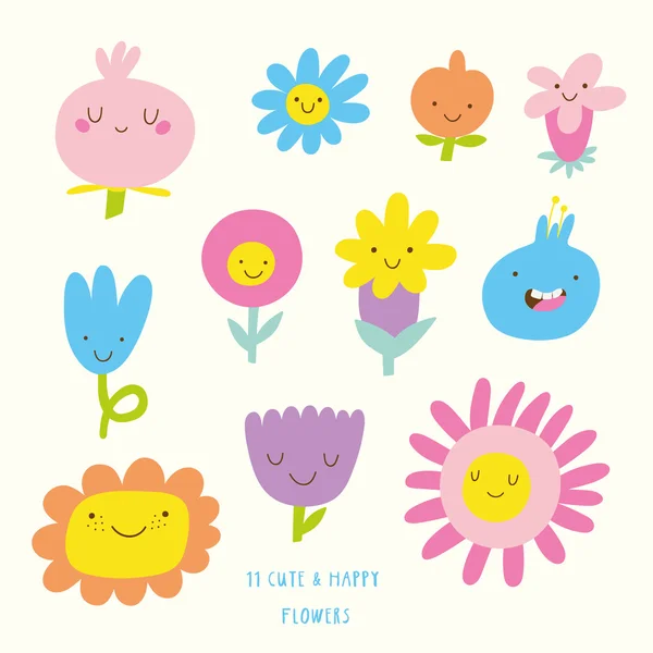 Cute set of FLOWERS icons. — Stockový vektor