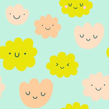 Komik gülümseyen bulutlar