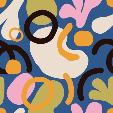 Elle çizilmiş organik şekilli kusursuz soyut desen. Blobs ve Şirin Şekilli Soyut Doku. Sıvı Organik Biçimler Kusursuz Arkaplan