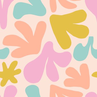 Elle çizilmiş, yumuşak ve akışkan hatları olan organik damlacıklar içeren soyut, pürüzsüz desenler. Tekstil, duvar kağıdı, kırtasiye, ambalaj için ideal tasarım