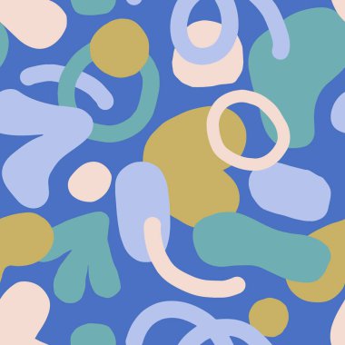 Elle çizilmiş, yumuşak ve akışkan hatları olan organik damlacıklar içeren soyut, pürüzsüz desenler. Tekstil, duvar kağıdı, kırtasiye, ambalaj için ideal tasarım