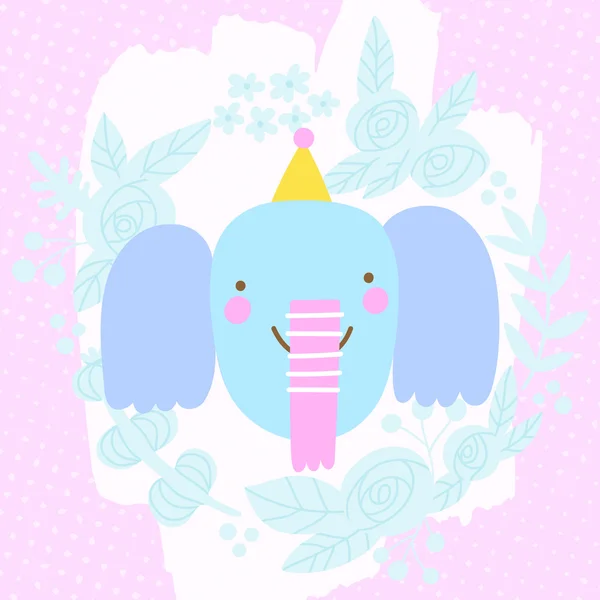 Elephant in funny hat — Stock Vector