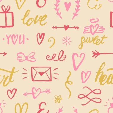 seamless pattern with romantic elements