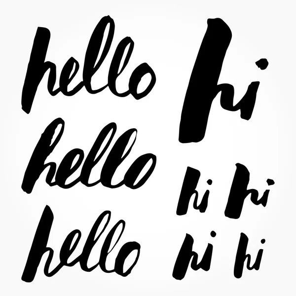 Hello and Hi hand drawn calligraphy — Stok Vektör