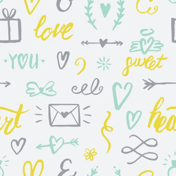 Seamless pattern with romantic elements — Stockový vektor