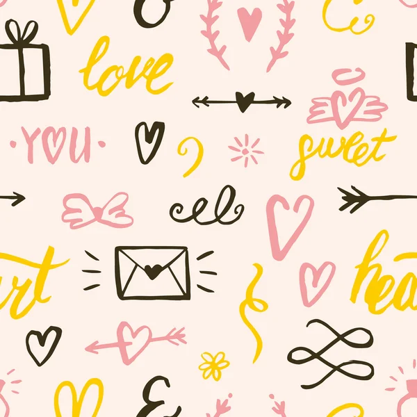 seamless pattern with romantic elements