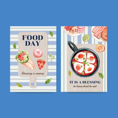 Restoran ve yemek dükkanı suluboya vektosu için dünya gıda günü konsepti tasarımı ile birlikte menü şablonu