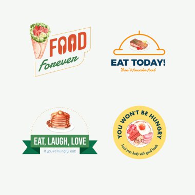 Restoran ve markalaşma suluboya vektörü için dünya gıda günü konsepti tasarımlı logo