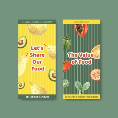 Restoran ve broşür için Dünya Gıda Günü konsepti tasarımlı menü ve broşür.
