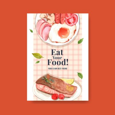 Reklam ve broşür suluboya vektörü için dünya gıda günü konsepti tasarımlı poster