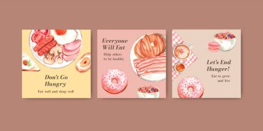 Reklam ve pazarlama suluboya vektörü için dünya gıda günü konsepti tasarımı ilanı