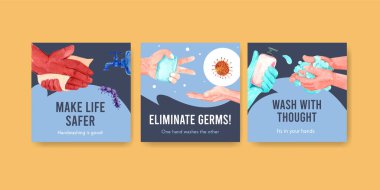 Reklam ve broşür suluboya vektörü için küresel el yıkama günü konsepti tasarımlı ilanlar