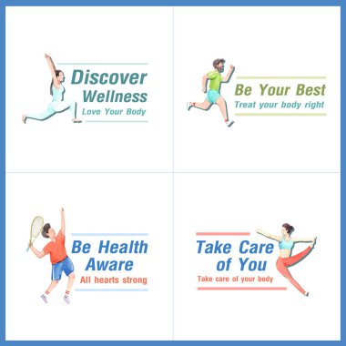 Markalaşma ve pazarlama suluboya vektörleri için dünya ruhsal sağlık günü konseptine sahip logo veya simge