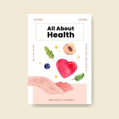 Dünya Ruh Sağlığı Günü konsepti tanıtım ve pazarlama suluboya vektörü için poster şablonu