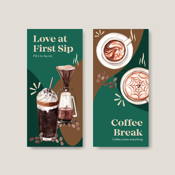 Flyer Vorlage Mit Internationalem Kaffeetag Konzept Für Werbung Und Broschüre — Stockvektor
