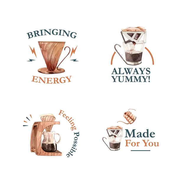Логотип Концепцией Международного Дня Кофе Дизайн Брендинга Маркетинга Акварели Векто — стоковый вектор