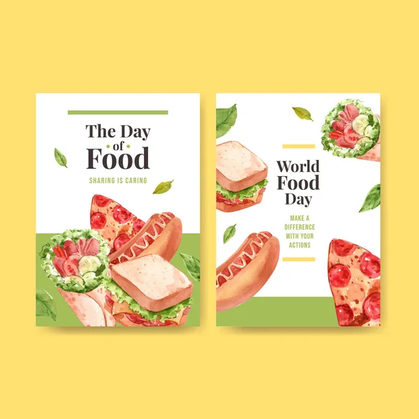 Restoran ve yemek dükkanı suluboya vektosu için dünya gıda günü konsepti tasarımı ile birlikte menü şablonu