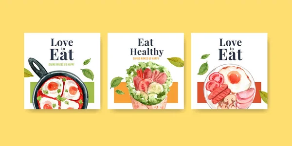 Ads Šablona Koncepcí Světového Dne Potravin Pro Reklamu Marketing Akvarel — Stockový vektor