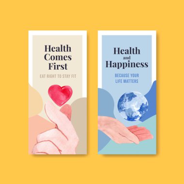 Dünya Ruh Sağlığı Günü broşür ve broşür ve broşür suluboya vektörü tasarımı ile Fyler şablonu