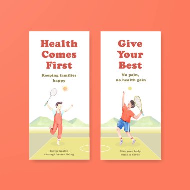 Dünya Ruh Sağlığı Günü broşür ve broşür ve broşür suluboya vektörü tasarımı ile Fyler şablonu