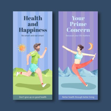 Dünya Ruh Sağlığı Günü broşür ve broşür ve broşür suluboya vektörü tasarımı ile Fyler şablonu