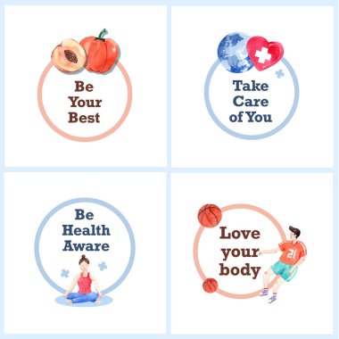 Markalaşma ve pazarlama suluboya vektörleri için dünya ruhsal sağlık günü konseptine sahip logo veya simge