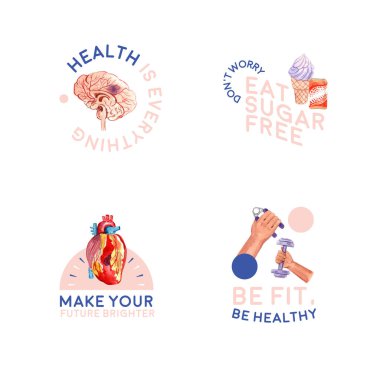 Markalaşma ve ikon suluboya vektör çizimi için dünya diyabet günü konsepti tasarımlı logo