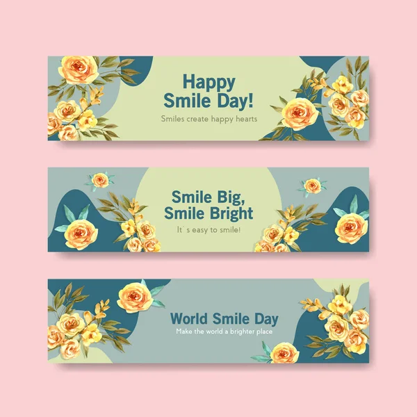 Templat Banner Dengan Desain Buket Bunga Untuk Dunia Konsep Hari - Stok Vektor