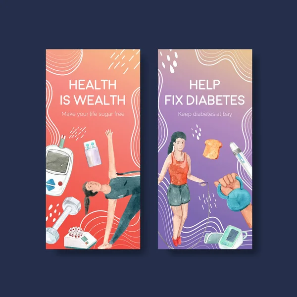 Flyer Template Met Wereld Diabetes Dag Concept Ontwerp Voor Brochure — Stockvector