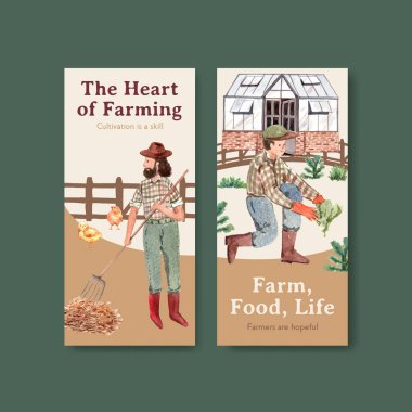 Broşür ve broşür ve broşür için tarım organik konsept tasarımı ile broşür şablonu