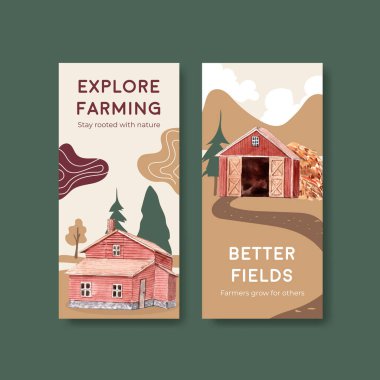 Broşür ve broşür ve broşür için tarım organik konsept tasarımı ile broşür şablonu