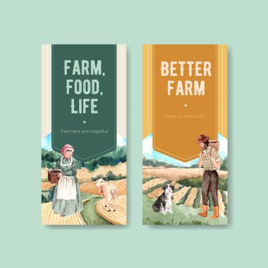 Broşür ve broşür ve broşür için tarım organik konsept tasarımı ile broşür şablonu