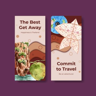 Reklam ve broşür suluboya vektör çizimi için Tayland seyahat kavramı tasarımı broşürü