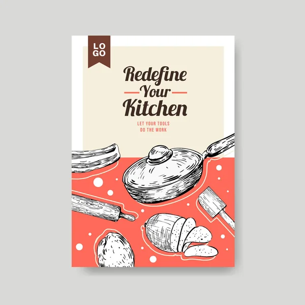 Шаблон Плаката Концепцией Кухонной Техники Рекламы Векторных Иллюстраций — стоковый вектор