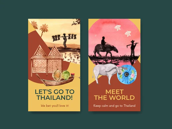 Инстаграм Концепцией Путешествия Таиланду Социальных Сетей Интернета — стоковый вектор