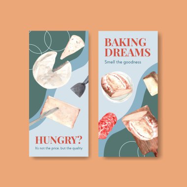 Broşür için Avrupa piknik konsepti tasarımı ve suluboya vektör illüstrasyonunun reklamını yapan broşür şürü