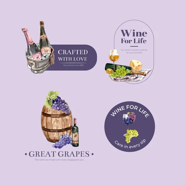 Diseño Logotipo Con Concepto Granja Vino Para Marca Comercialización Ilustración — Archivo Imágenes Vectoriales