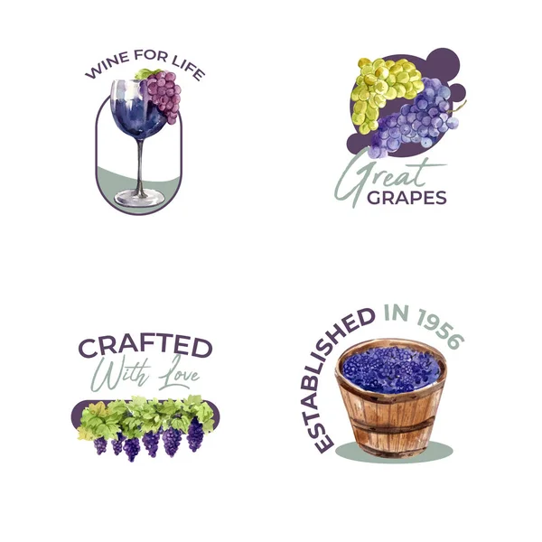 Diseño Logotipo Con Concepto Granja Vino Para Marca Comercialización Ilustración — Archivo Imágenes Vectoriales