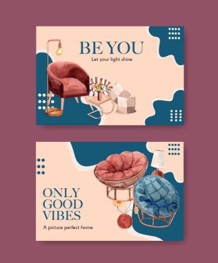 Sosyal medya ve çevrimiçi pazarlama suluboya vektör çizimi için terracotta dekor konsept tasarımı ile Facebook şablonu