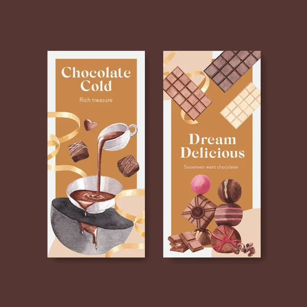초콜릿 컨셉트 디자인을 플라이어 템플릿 팜플렛과 일러스트레이션 — 스톡 벡터