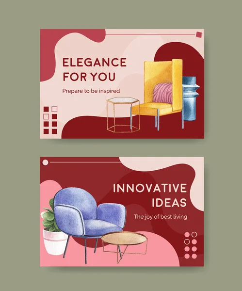 Facebook Template Luxury Furniture Concept Design Social Media Online Marketing — Stock Vector