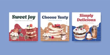 Suluboya vektör illüstrasyonunun pazarlanması için kış tatlıları konsept tasarımı ile reklam şablonu